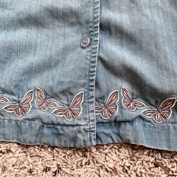 💙 Vintage JM Collection Butterfly Embroidered Chambray Shirt Women’s Size 16W - Picture 8 of 16